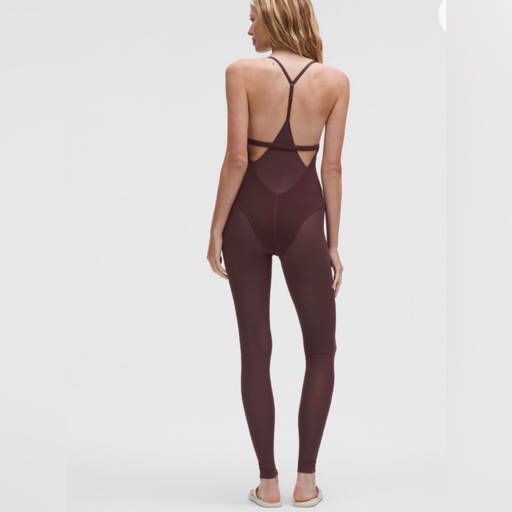 Lululemon Nulu Mesh Leg Bodysuit Size 6 In Good Nite Plum